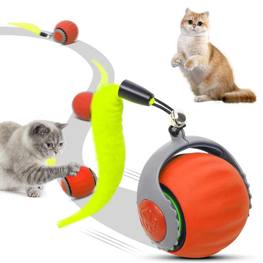 Electric Cat Toy Ball with Rope, Rechargeable Dog Ball Toy, Interactive Cat Teaser Toy, Automatic Rolling Ball Toy, Gift for Pets, Pet Supplies, Dog & Cat Accessories